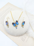 Collier bijou Art Nouveau véritable aile de papillon bleu irisé – Victorian Rehab atelier Hérault