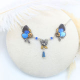Parure Naturalia GM boucles et collier papillon Bocchus bleu – Victorian Rehab