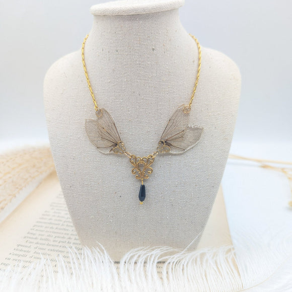 Collier art nouveau ailes de cigale style onirique