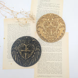 2 decoration murale Médaillon coeur sacré ex voto avec ailes d'ange et croix catholique Kuriosity design