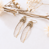 Détail boucles Mucha ailes de cigale dorées – laiton doré Art Nouveau Victorian Rehab