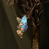 Collier Hortus Morpho – véritable aile de papillon Morpho bleu iridescent | Victorian Rehab
