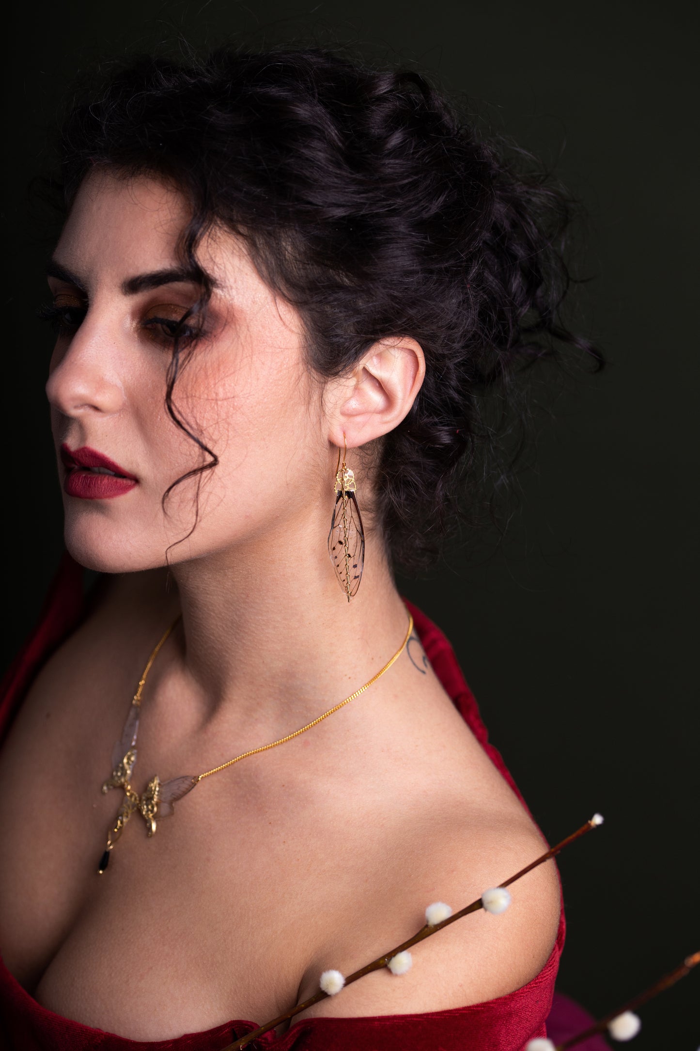 Boucles Cigales Cristal argentées – bijou fairycore ailes de cigale fait main Hérault Victorian Rehab