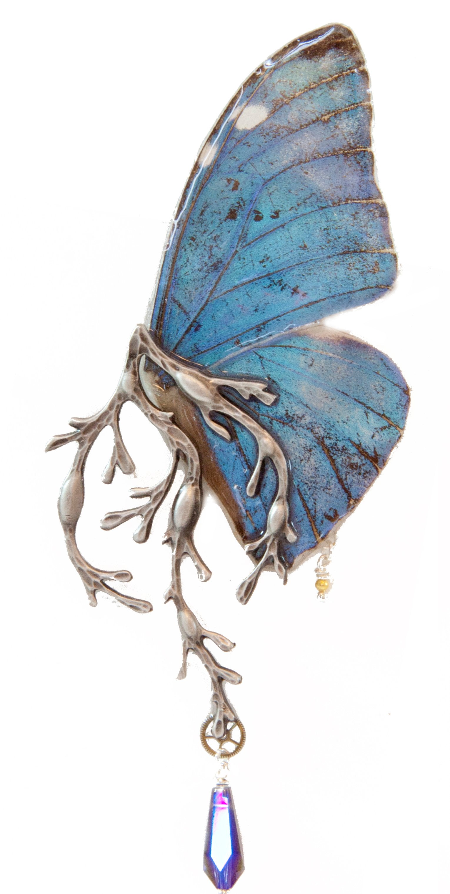 Broche Thétis Morpho version dorée – bijou Art Nouveau fait main Hérault Victorian Rehab