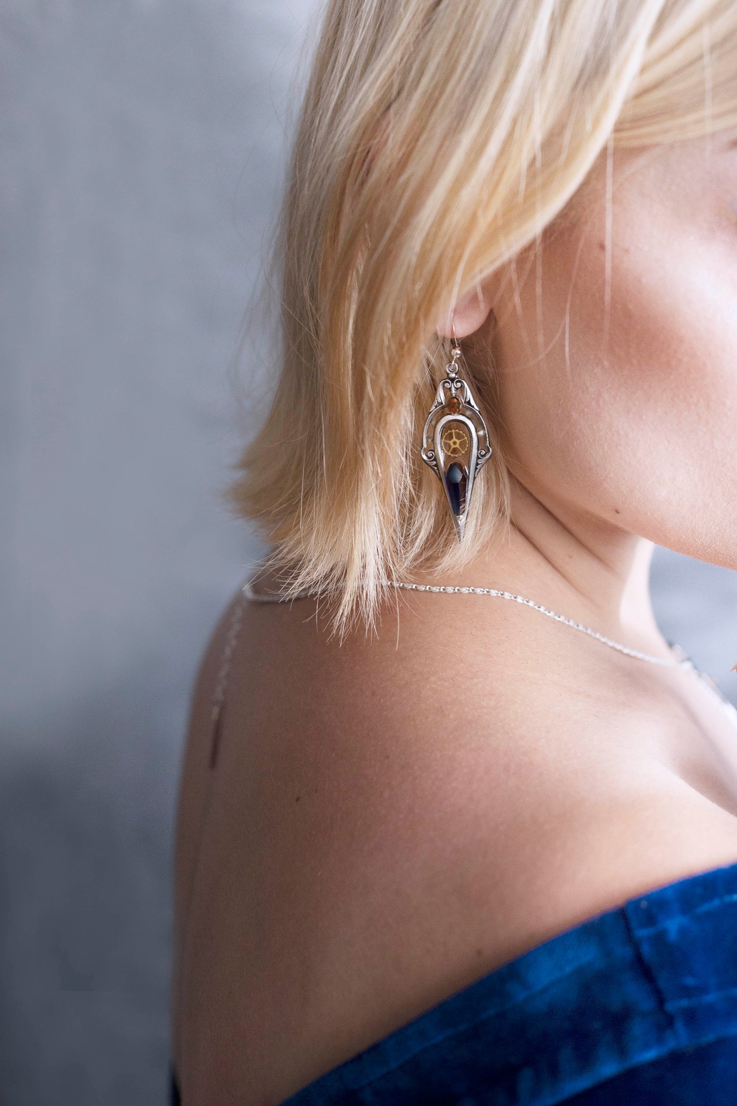Boucles d'oreille "Mandragore" argenté