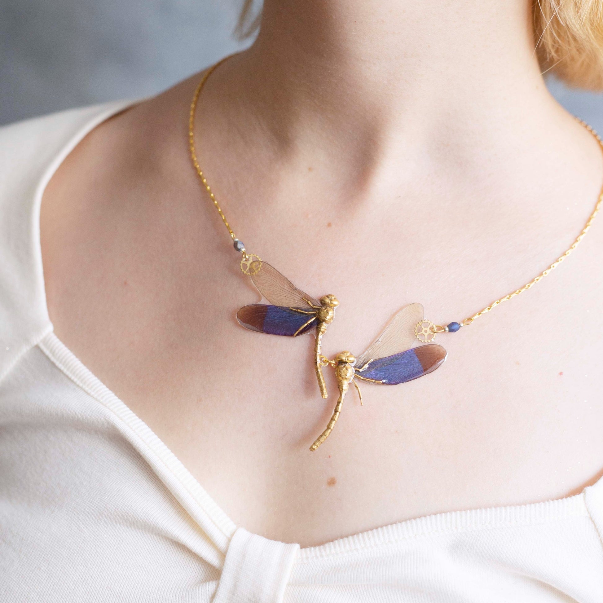Collier Odonata ailes de libellule doré – bijou féérique ailes de fée Art Nouveau | Victorian Rehab