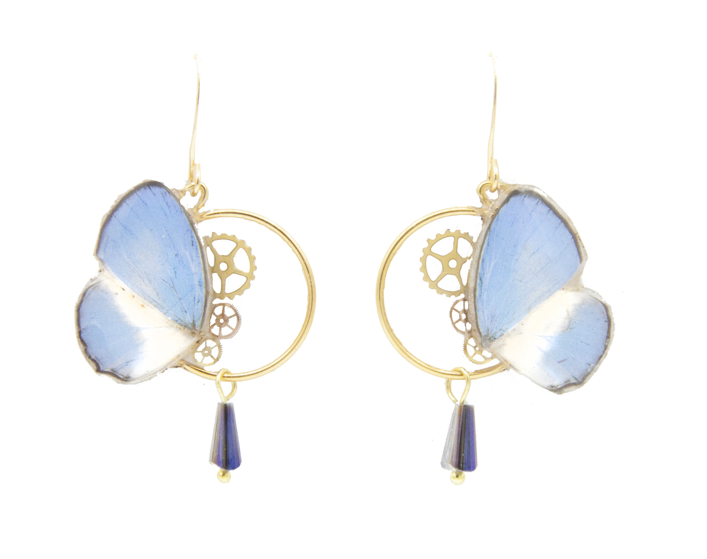 Boucles Zéphyr Jamides portées – bijou léger Art Nouveau bijou fait main France Victorian Rehab