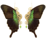 Boucles d'oreille "Sphynx" papillon Emeraude