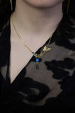 "Azure leaf" necklace - real blue scarab