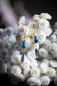 Boucles d'oreille "Azur" - véritable scarabée bleu
