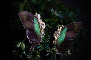 Emerald butterfly "Sphynx" earrings