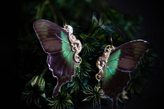 Boucles d'oreille "Sphynx" -  Emeraude