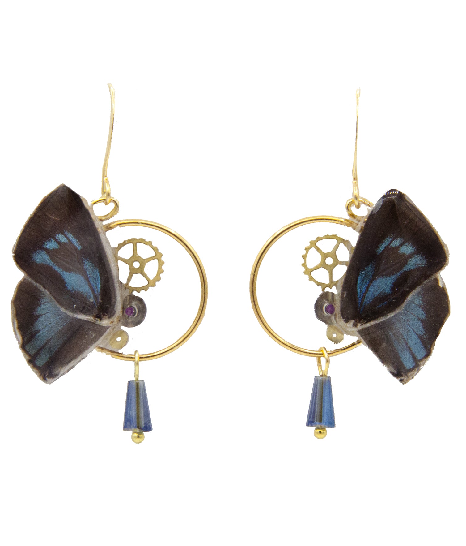 Boucles d'oreille Zéphyr Ancema Ctesia bleu – pièce unique cabinet de curiosités Victorian Rehab