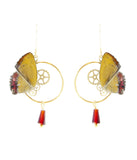 Boucles d'oreille Zéphyr Heliophorus Ila jaune rouge – pièce unique cabinet de curiosités Victorian Rehab