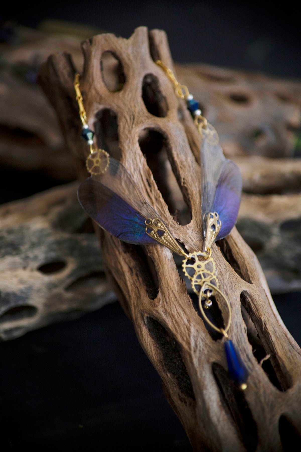 Collier Demoiselles ailes de libellule vue ensemble – cabinet de curiosité Victorian Rehab