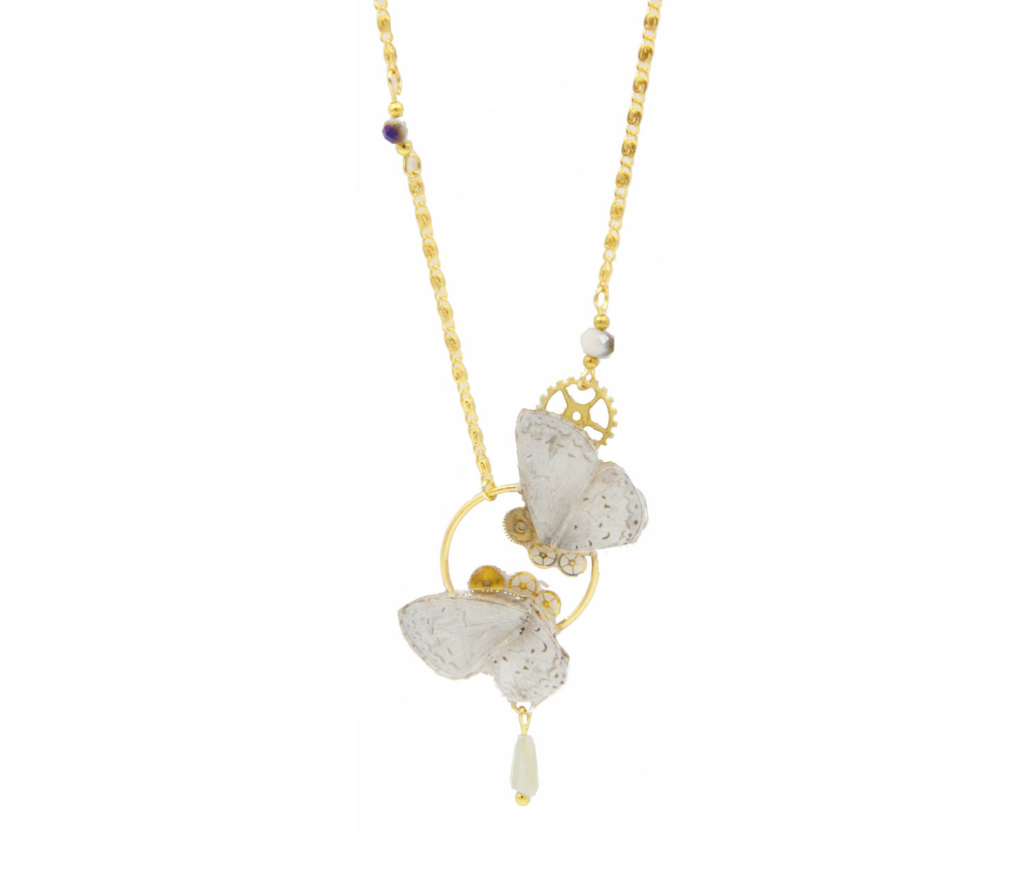 Vue de face collier Zéphyr Udara Dilecta lavande – pièce unique Victorian Rehab atelier Hérault